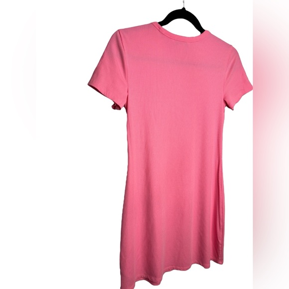Athleta Signature Rib Tee Dress Bubblegum Raphanus Pink Barbie Size Small - Picture 9 of 13